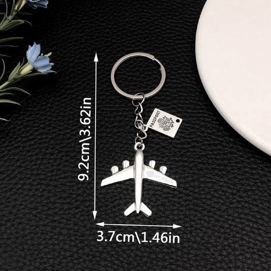Airplane Shape Key Chain with Passport Pendant Airline Company Giveaway