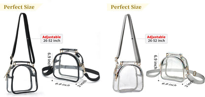 Women's PVC Transparent Clutch Clear Purse Crossbody Bag with Adjustable Strap Stadium Approved Bag