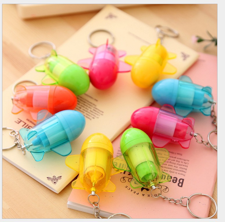 Flexible Rocket Shape Ballpoint Pen w/Key Chain