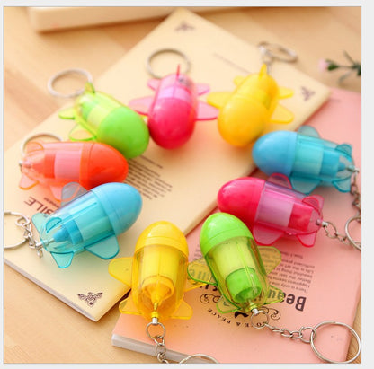 Flexible Rocket Shape Ballpoint Pen w/Key Chain