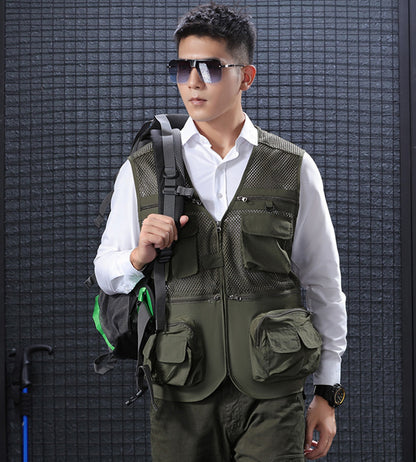 Outdoor Men's Mesh Breathable Journalist Photographer Fishing Vest Waistcoat