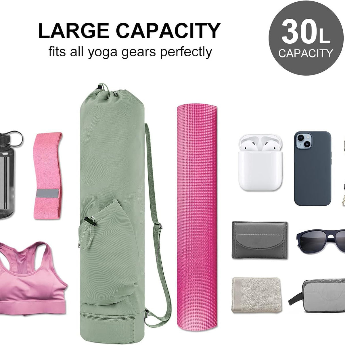 Yoga Bags Yoga Mats Bags Carrier Oxford Tote Bags for Pilates Yoga Lover W/ Wet Pocket