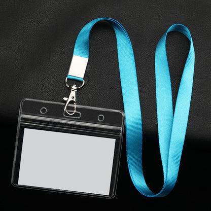 PVC Badge Holder Transparent Badge Holder Horizontal ID Holder Employee Card Holder With Lanyard