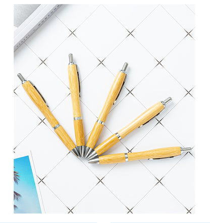 Bamboo Retractable Ball Pens for School Office, Medium Point (1.0mm)