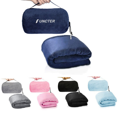 Multifunctional Travel Blanket for Airplane, Car, and Outdoor Use W/ Storage Pouch & Carabiner