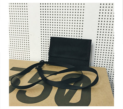 Trifold Biker's Silm Portable Neck Wallet Cards Holder W/Hanging Lanyard Oxford Neck Purse