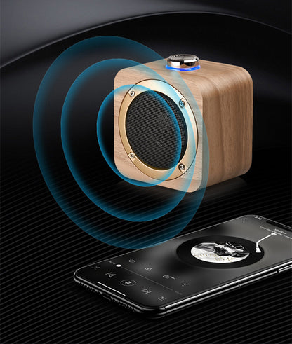 Portable Wood Knob Control TWS Wireless Speaker