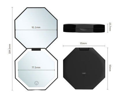 Pentagon LED Lighted Travel Makeup Mirror 2x Magnification