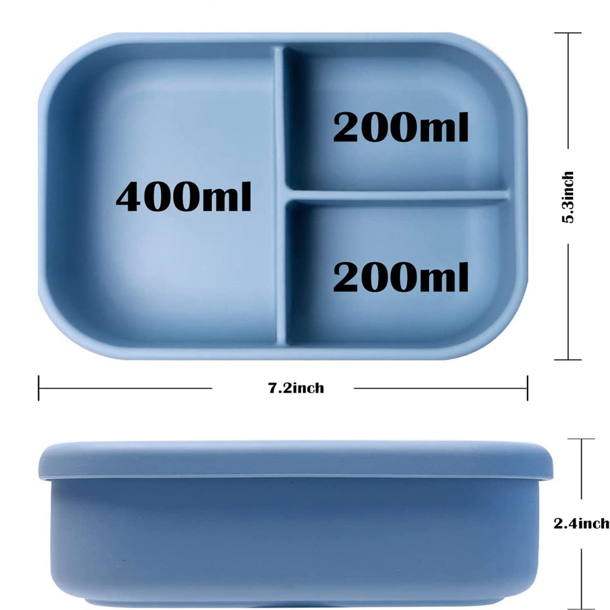 3-Compartment 25oz Silicone Lunch Box Lunch Container