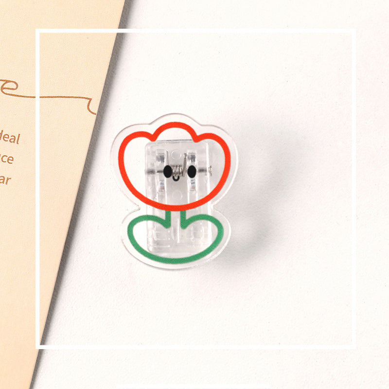 Transparent Flower Shaped Acrylic Album Memo Clip Bag Binder Sealing Clip Food Bag Clamp - Two Sides