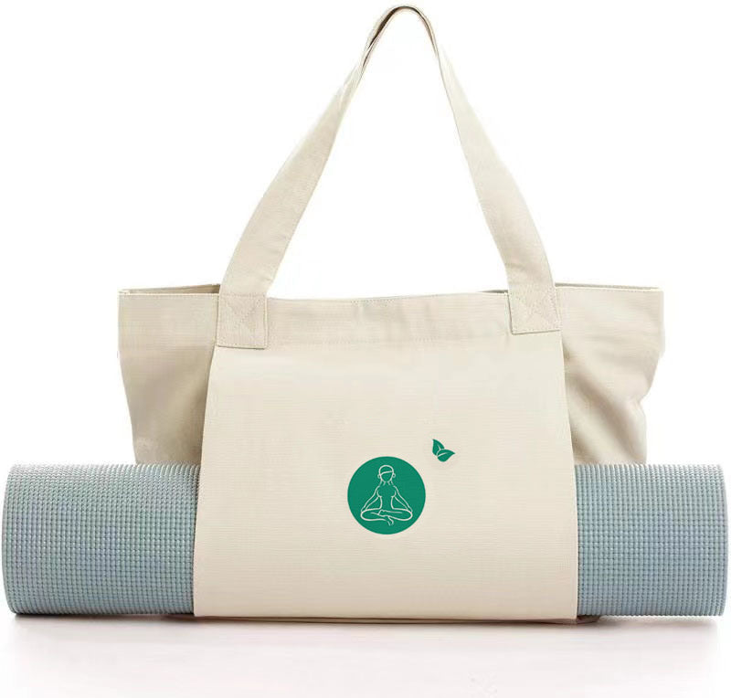 16 oz Yoga Bags Yoga Mats Bags Carrier Canvas Tote Bags for Pilates Travel Beach Workout (Natural)