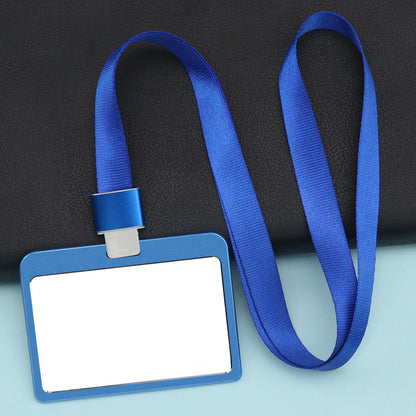 Horizontal Aluminum Badge Holder ID Card Holder With Polyester Lanyard