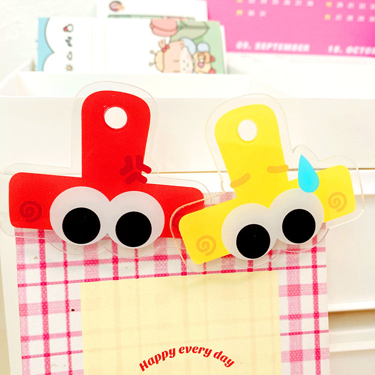 Big Eyes Acrylic Album Memo Clip Bag Binder Sealing Clip Food Bag Clamp-Two Sides Printing