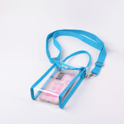 PVC Transparent Shoulder Bag Clear Bag Crossbody Bag W/Strap Stadium Approved Bag(Size S)