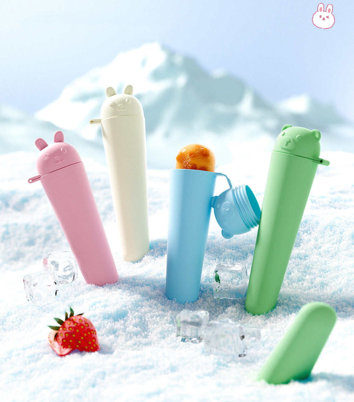 Rabbit Shaped Ice Cream Maker Reusable Silicone Ice Pop Molds for Homemade Treats