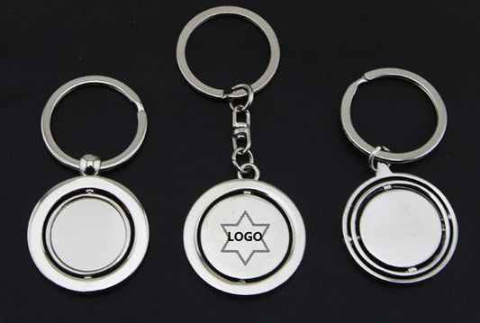 Round Rotating Metal Keychain