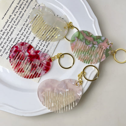 Mini Love Heart Comb Keychain Accessory Acetate Pocket Comb