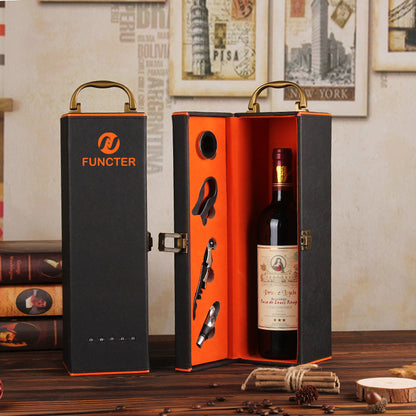 PU Leather Wine Bottle Gift Box Wine Tool Set