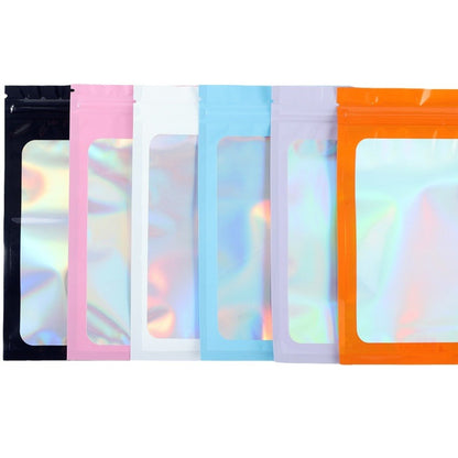 Custom Size 4x7.1" Iridescent Resealable Plastic Bags Clear Window Zipper Bag Zip lock Storage Pouch