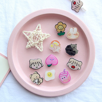 Egg Shaped Acrylic Album Memo Clip Bag Binder Sealing Clip Food Bag Clamp-Two Sides Imprint