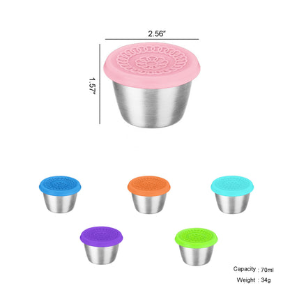 2.3 oz. 304 Stainless Steel With Multi-color Optional Silicone Lid Dipping Bowl