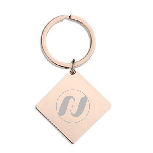 30 x 30 x 2 mm Rose Gold Square Tag Keychain