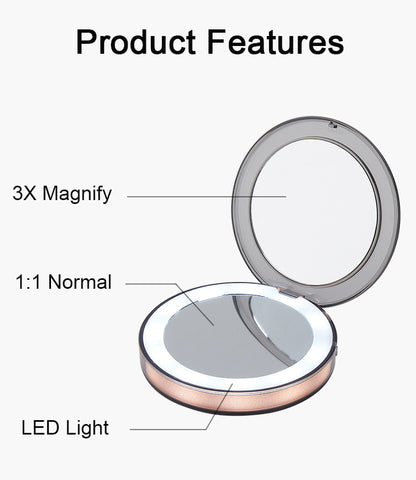 Luxurious Mini LED Makeup Mirror 3X Magnify