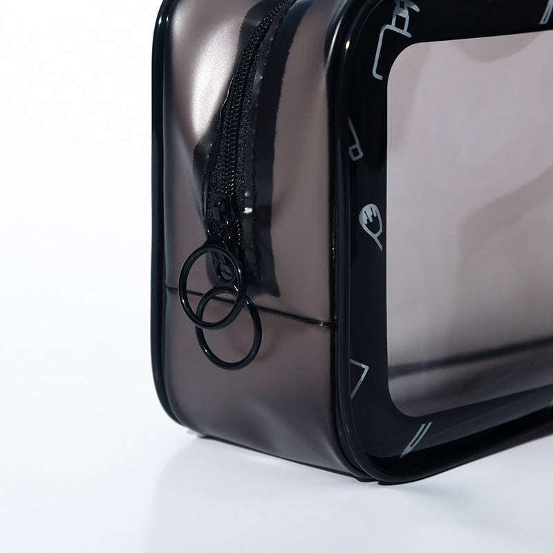 PVC Double Zippered Toiletry Bag Makeup Bag Handle Bag