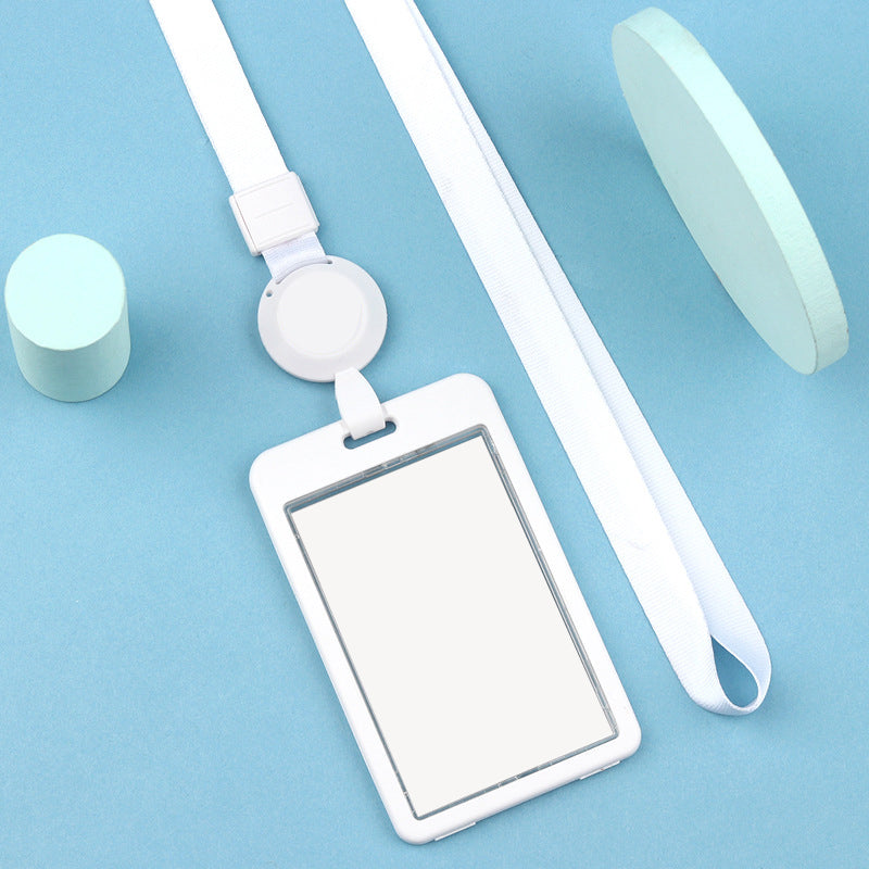 Plastic Vertical Badge Holder With Retractable Lanyard