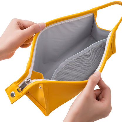 Water-Resistance PU Leather Zippered Toiletry Makeup Bag