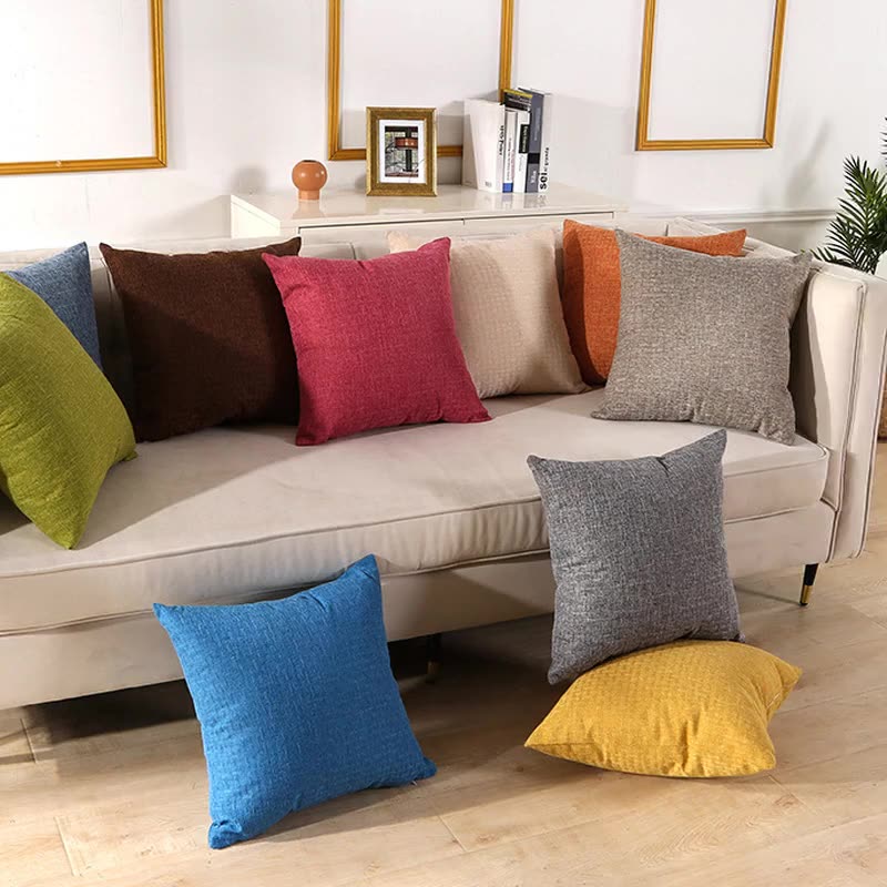 19.7 x 19.7" Premium Square Linen Throw Pillowcase With Hidden Zipper