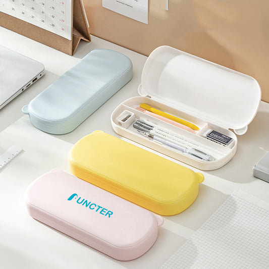 Plastic Pencil Case with Snap-Tight Lid Double Layer