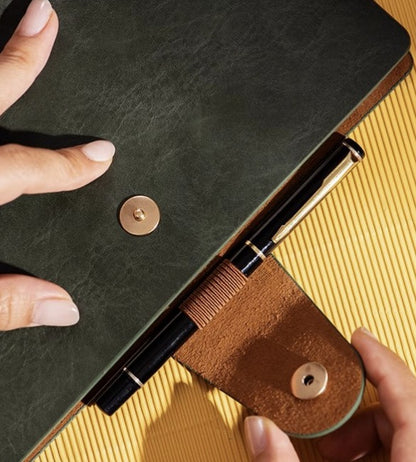 A5 Soft Leather Binder Notebook W/ Pen Holder