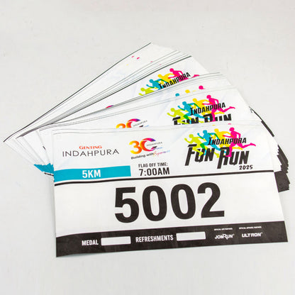 Custom 9.1" x 7.1" Waterproof Paper Running Race Bib for Marathon with Safety Pins