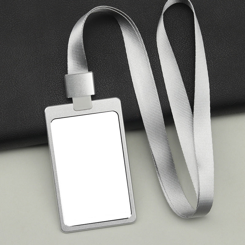 Vertical Aluminum Badge Holder ID Card Holder With Polyester Lanyard