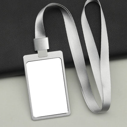 Vertical Aluminum Badge Holder ID Card Holder With Polyester Lanyard