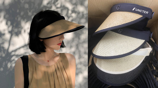 Women Straw Sun Visor Hat Wide Brim Summer UV Protection Beach Cap Foldable