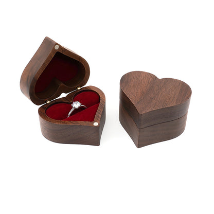 Heart Wooden Jewelry Ring Box