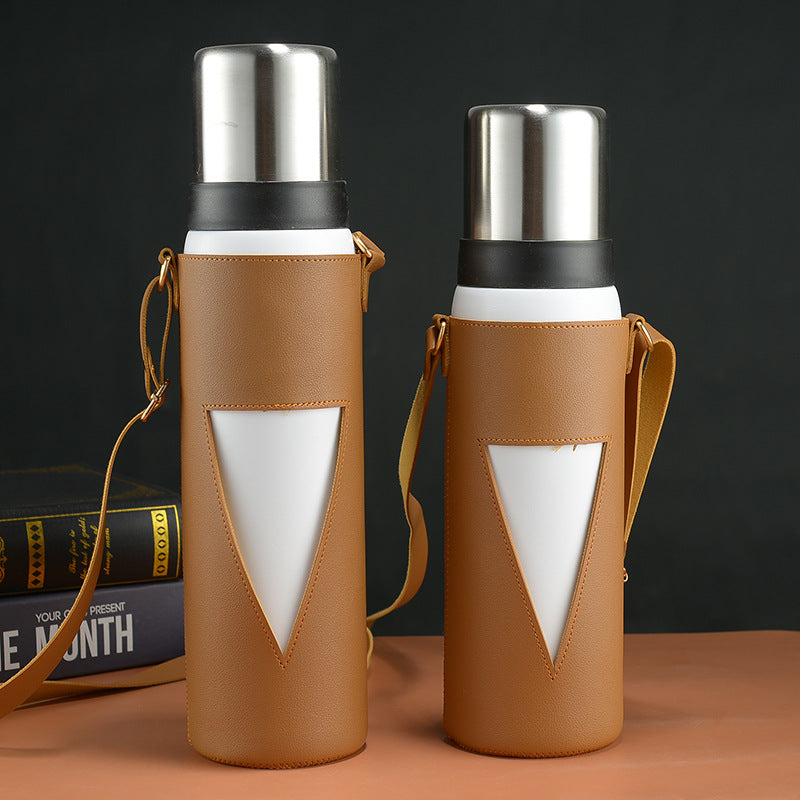 33 Oz/1000ml Water Bottle Vacuum Insulated Stainless Steel Bottle Thermal Bottle W/PU Sling Strap