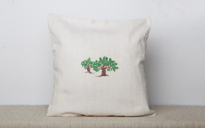 21.66 x 21.66" Embroidery Premium Square Linen Throw Pillowcase With Hidden Zipper