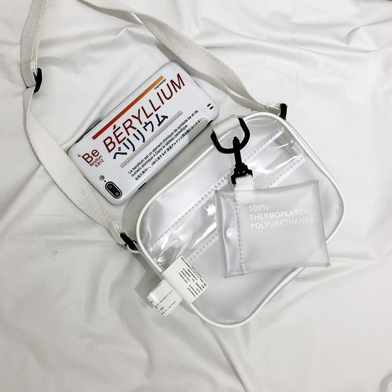 PVC Crossbody Bag Transparent Single Shoulder Bag W/One Separate Pouch