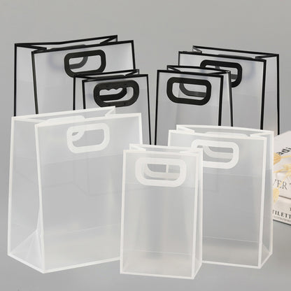 Custom Clear Tote Bag with Handle, Transparent PVC Reusable Gift Wrap Bag (L)