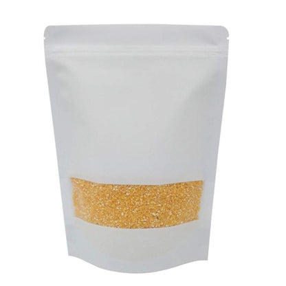 9.1 x 13.8" White Kraft Paper Bags W/Window Stand Up Ziplock Resealable Pouch Coffee Bag