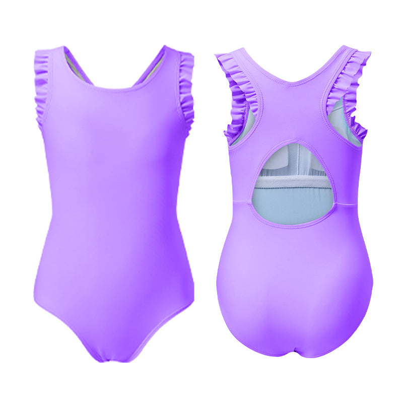 Kids One Piece Swimsuit With Ruffled Edges