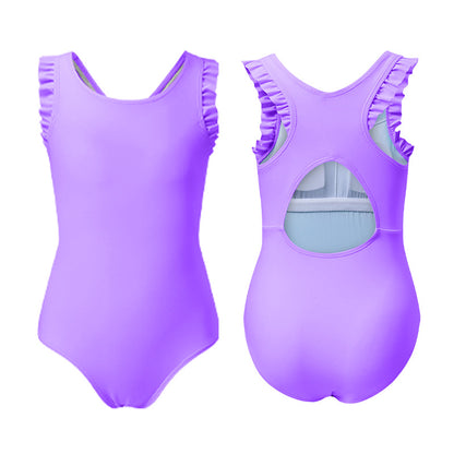 Kids One Piece Swimsuit With Ruffled Edges