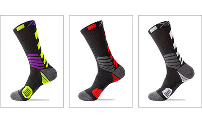 Men Contrast Color Sports Sock Cotton Socks Mid-calf Length Socks Stretch Crew Socks Basketball Sock