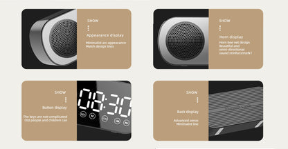 2000 mAh Digital LED Mirror Radio Alarm Clock Wireless Speaker