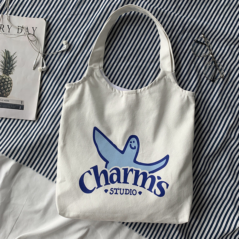 Canvas Grocery Shopping Tote Bag Single Shoulder Bag Daily Casual Bag For Students