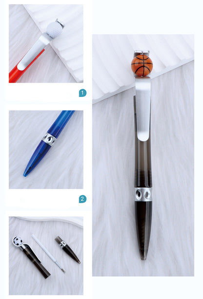 Baseball Head Pen Rotatable Baseball Writing Ballpoint Pens Novelty Plastic Sports Funny Pen