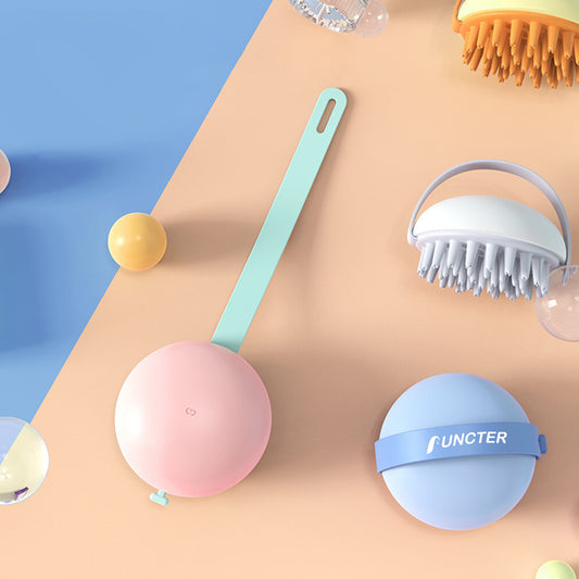 Circular Massager Silicone Shampoo Scrubber Head Massager Hair Scrubber Brush with Handle